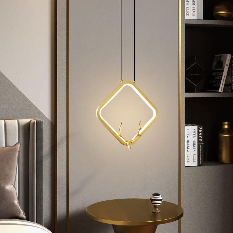 现代简约客厅背景墙床头小吊灯高级感轻奢全铜设计师款意式极简灯