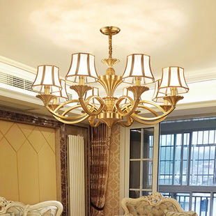 欧式 客厅吸顶灯具 简约卧室餐厅别墅经典 奢华大气全铜客厅吊灯美式