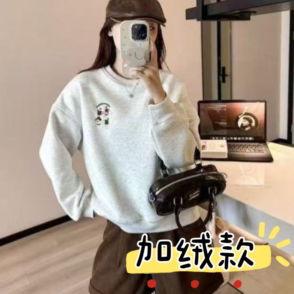 腊肠狗刺绣加绒卫衣净版卡通新款爆款棉质日韩系少女高品质
