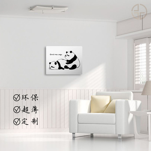 定制亚克力超薄电表箱盒遮挡装饰简约黑白熊猫图案新款盖板强弱