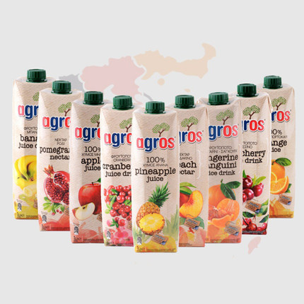 希腊原装进口agros莱果仕果汁饮料鲜果饮品橙汁桃苹果石榴汁1L