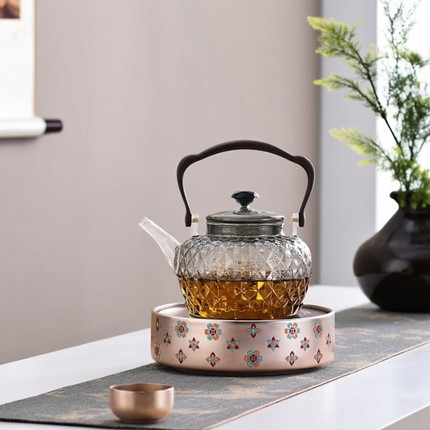 岳恒宝相花炉玻璃烧水壶围炉煮茶电陶炉户外便携大容量泡茶煮茶壶