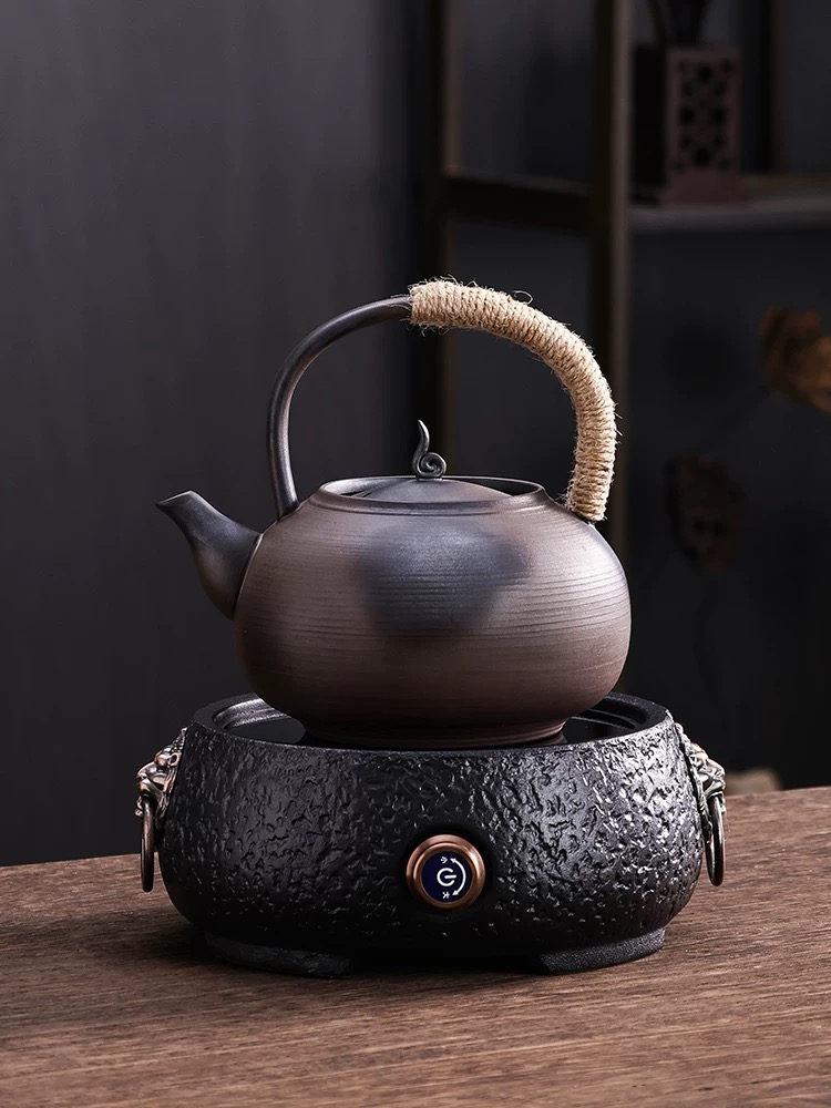 大拙复古柴烧提梁养生陶壶家用大容量电陶烧水户外炭炉明火煮茶壶