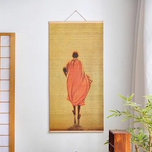 茶室禅意挂画客厅民宿壁画新中式 饰画竹帘氛围挂件 书房竹艺装