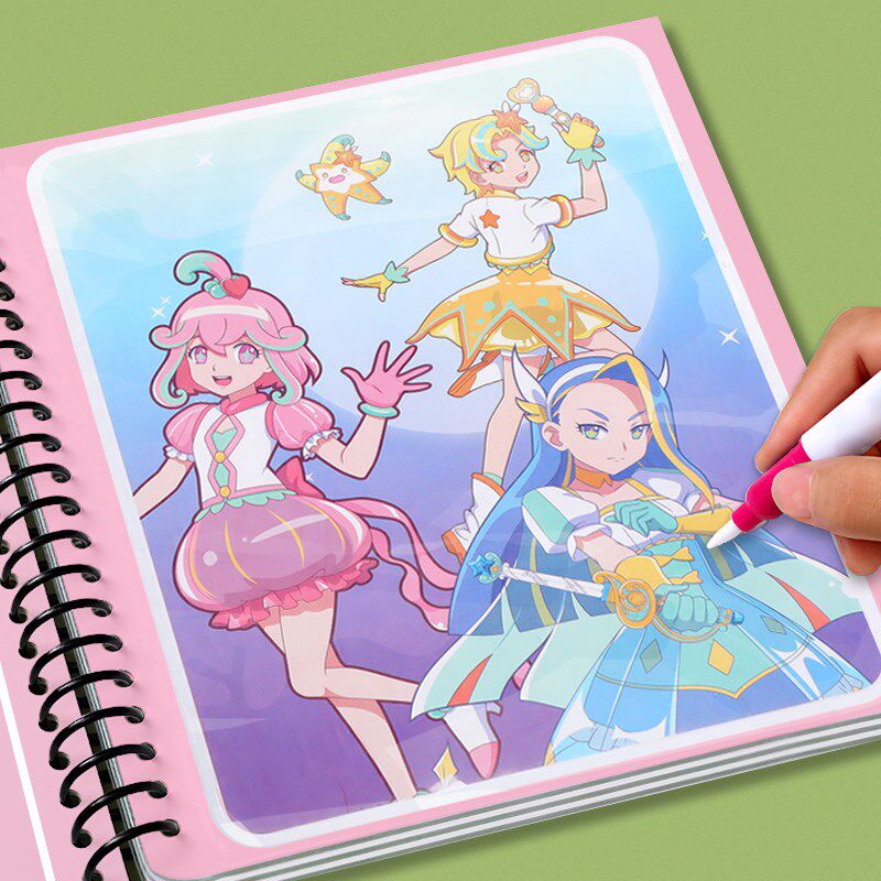 水笔画绘画书巴啦啦小魔仙画册神奇公主儿童反复涂鸦画本清水显色