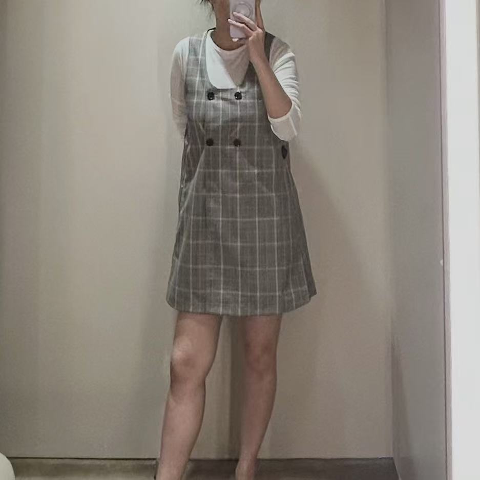 CS女装连衣裙标准版型格纹羊毛短图片