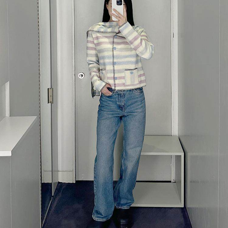 彩色羊驼毛上衣开衫围巾领