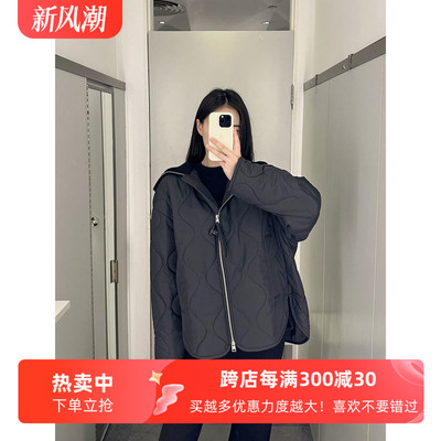 cddily通勤宽松绗缝翻领棉服外套