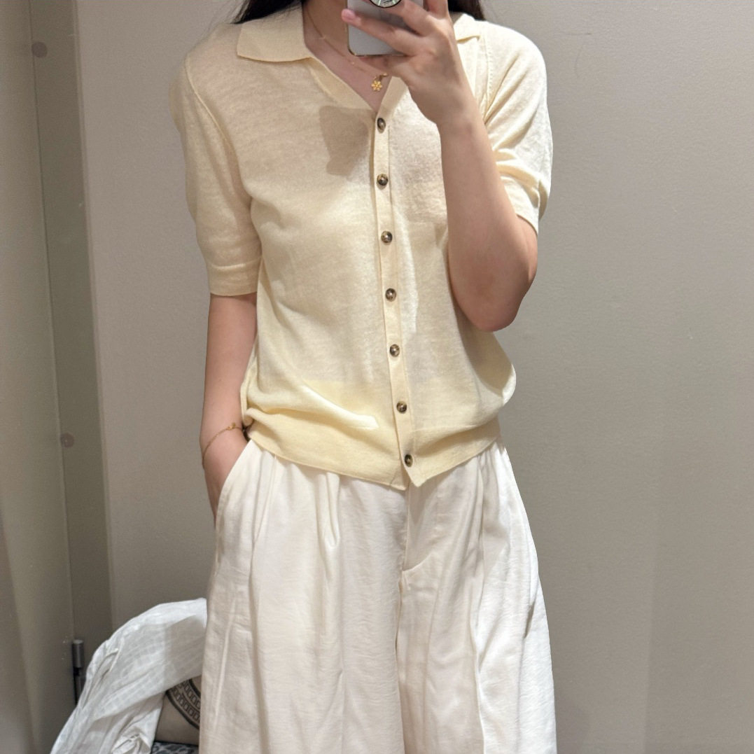 CS女装标准版型混纺短袖针织衫开