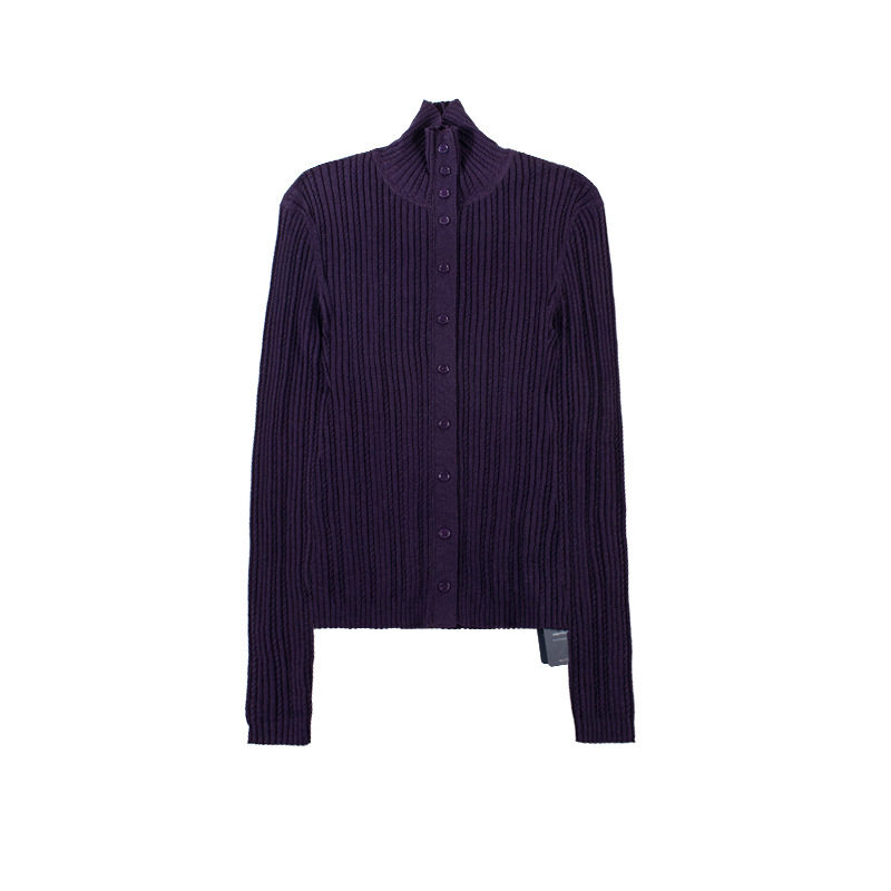 极简风高领羊毛针织开衫