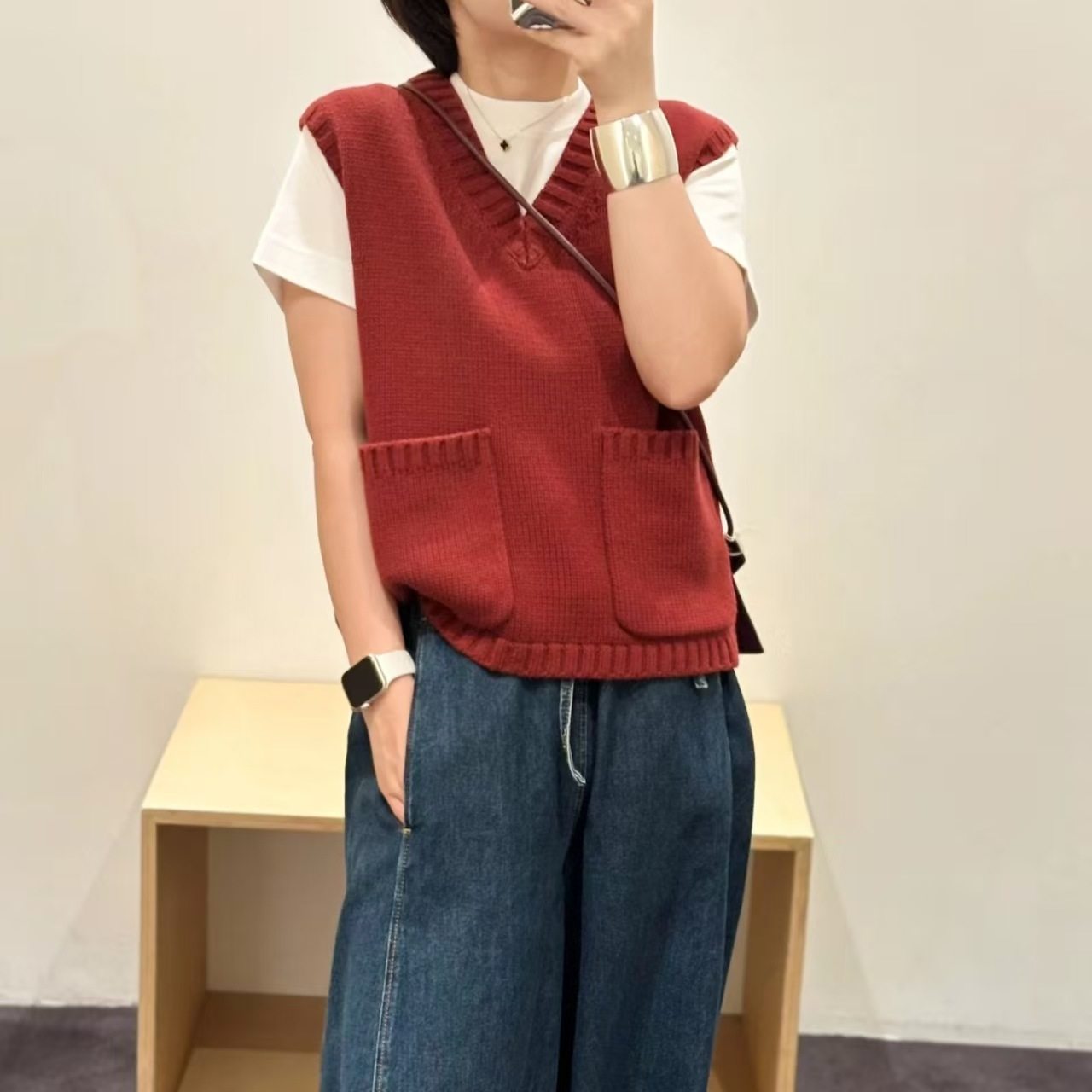 极简cosniun针织背心马甲25年新