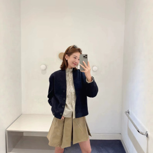 CS女装 标准版型羊毛混纺青果领毛呢开衫26秋新品外套1353552002