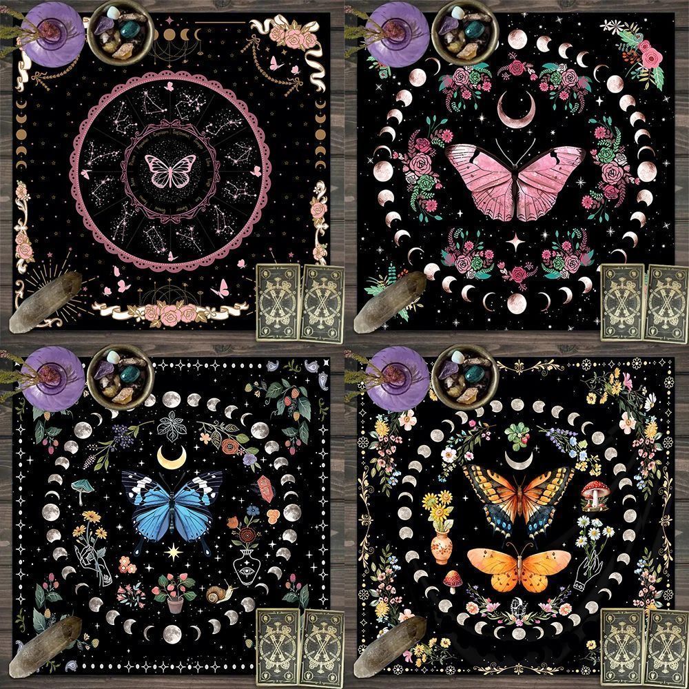 新款星月蝴蝶塔罗桌布罗塔牌仪式推牌布桌游游戏专用加厚绒布桌垫