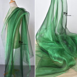 幽绿色轻薄透明欧根纱闪光网布幻彩网纱婚庆装饰环创设计拍照面料