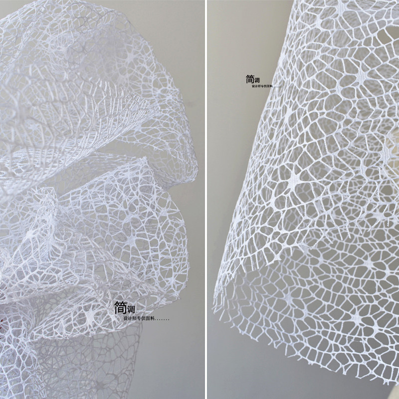 镂空硬网布料蕾丝纱裙白色硬纱