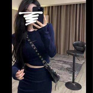 秋季新款棉套装女设计感上衣高腰包臀半身裙两件套