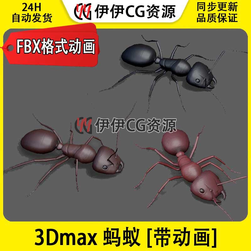 3D模型3DMax动物模型昆虫蚂蚁ant蚁科节肢动物FBX动画文件兵蚁