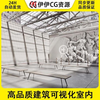 UE5.2虚幻高品质建筑可视化现代室内潮流艺术展览艺术雕塑画廊