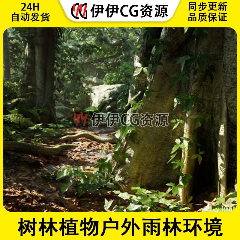 ue4虚幻5树林植物绿植户外雨林环境4k纹理场景Rain Forest Pack