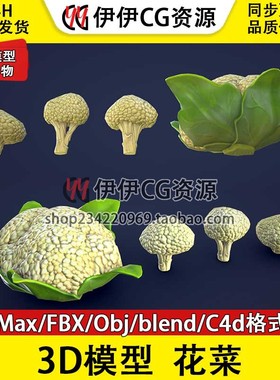 3D模型3DMax卡通FBX蔬菜 Cauliflower 花菜 PBR材质Blend OBJ C4D