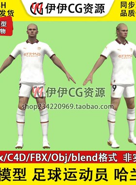 3D模型素材3Dmax足球运动员曼城球队球员Haaland哈兰德Blend C4D
