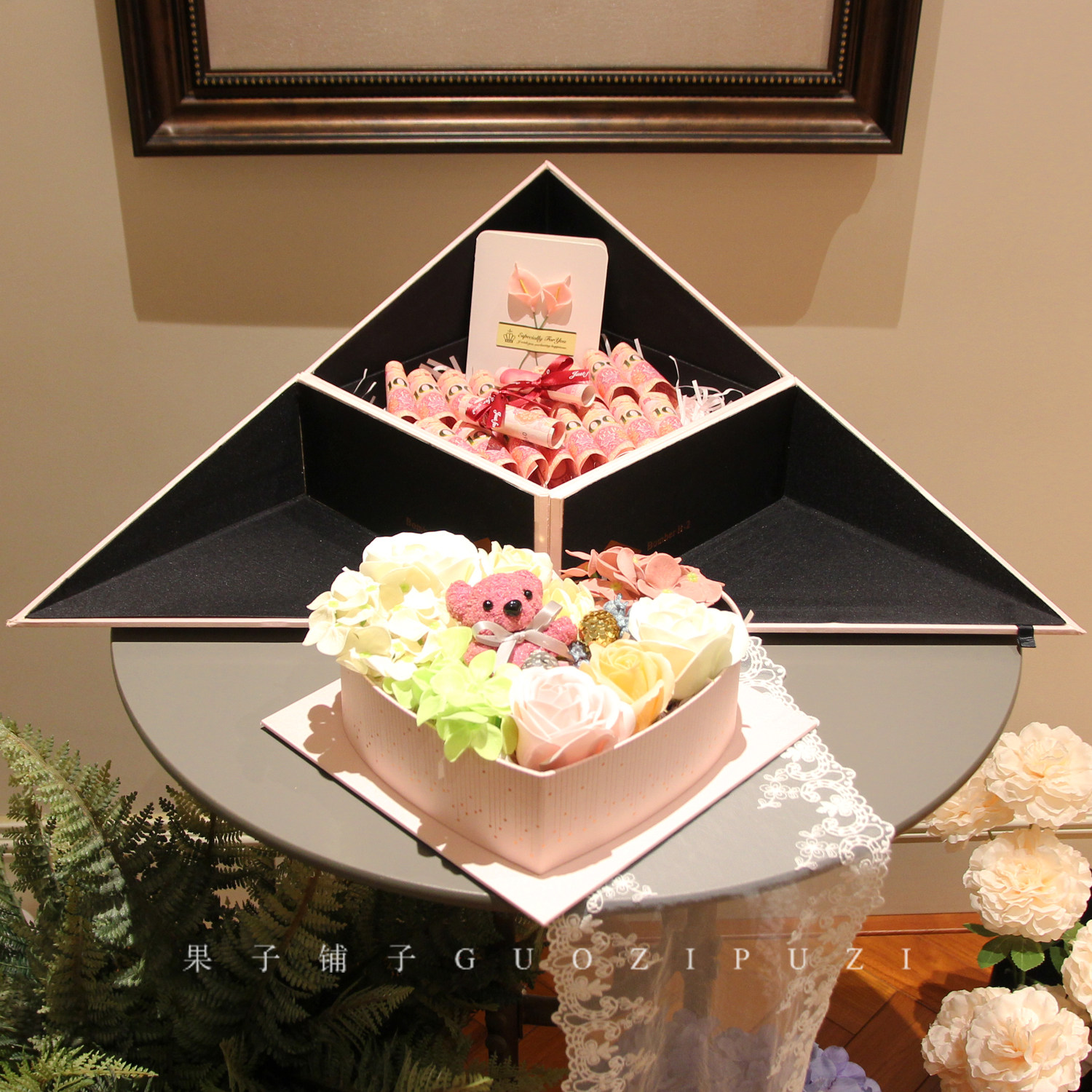 放钱花束包装盒空盒子女生礼品盒送妈妈惊喜礼物盒双层装现金花盒