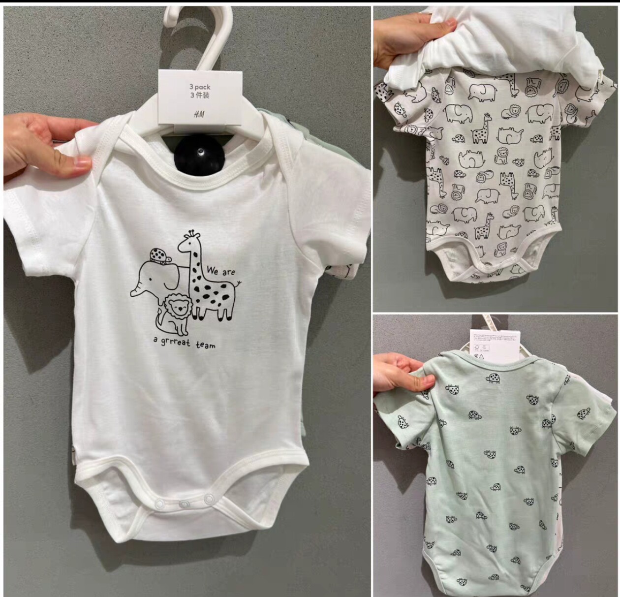 hm童装女孩爬服包屁衣纯棉