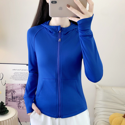 连帽加绒外套女修身跑步健身衣户外广场舞团体队服开衫运动瑜伽服