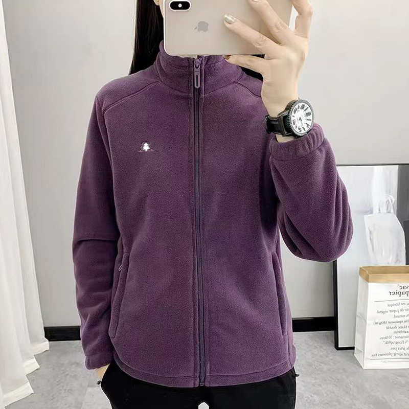 抓绒衣女秋冬季立领摇粒绒外套男