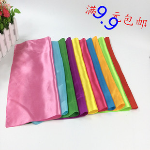 9.9包邮 舞蹈手娟 红绸带 腰鼓棒方巾舞蹈手帕筷子舞布料绸带单块