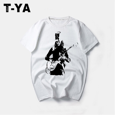 枪花摇滚短袖t恤男女定制衣服