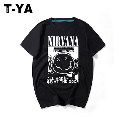 NIRVANA 涅槃科特柯本 kurt cobain 朋克摇滚春夏短袖T恤男女衣服