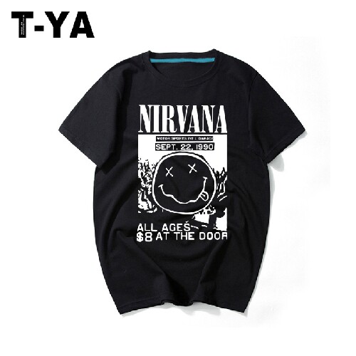 NIRVANA 涅槃科特柯本 kurt cobain 朋克摇滚春夏短袖T恤男女衣服