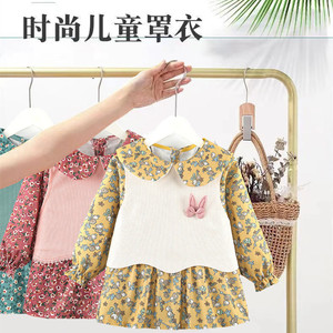 吃饭防水防脏罩衣女宝宝儿童围裙宝宝围兜秋冬反穿衣护衣外穿洋气