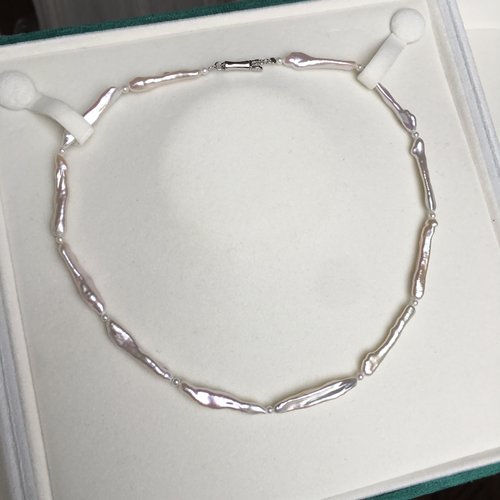 巴洛克牙签银条异形珍珠项链颈链