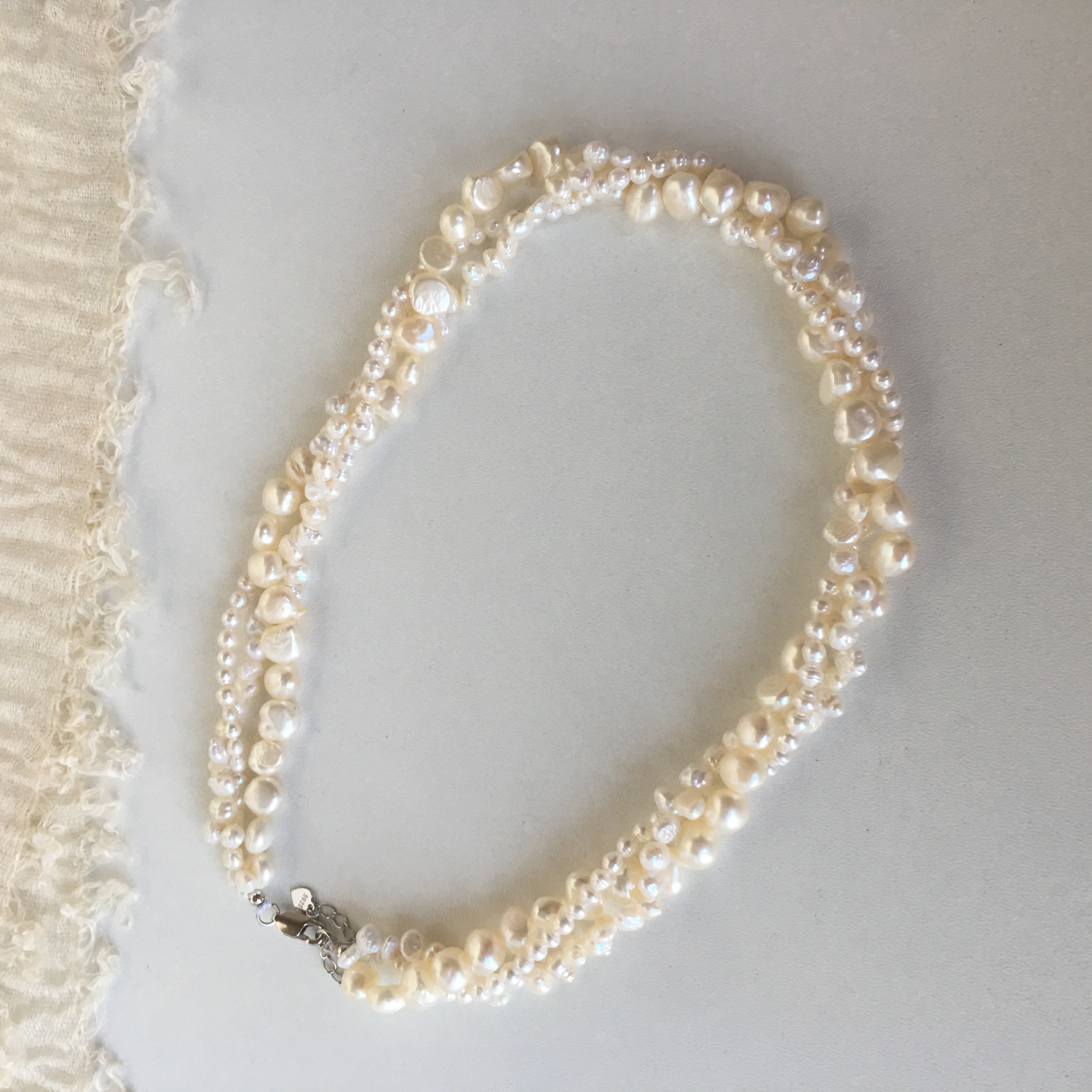 巴洛克多层颈链碎银子花瓣项链