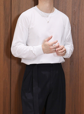 断码福利秋季修身卫衣内衣长袖纯色T恤莫代尔男士圆领套头打底衫