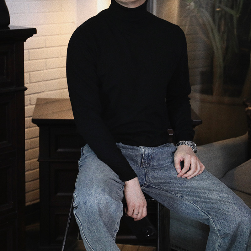 捡漏断码福利秋冬新款 简约百搭舒适黑色 高领针织毛衣男长袖修身,男装,针织衫/毛衣,淘宝优惠券,粉丝福利购,淘宝优惠卷