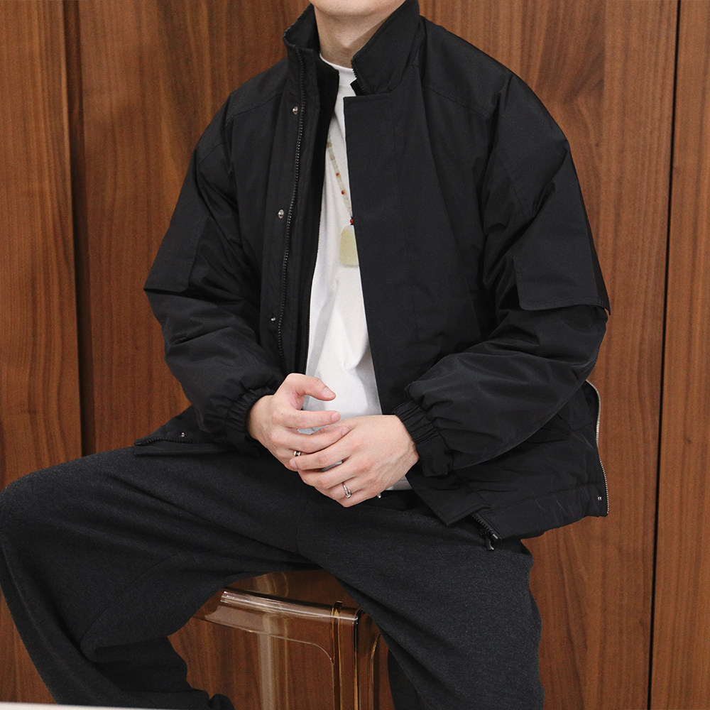 秋冬黑色防风立领猎装夹克外套机能三防硬壳冲锋衣棉服男保暖宽松