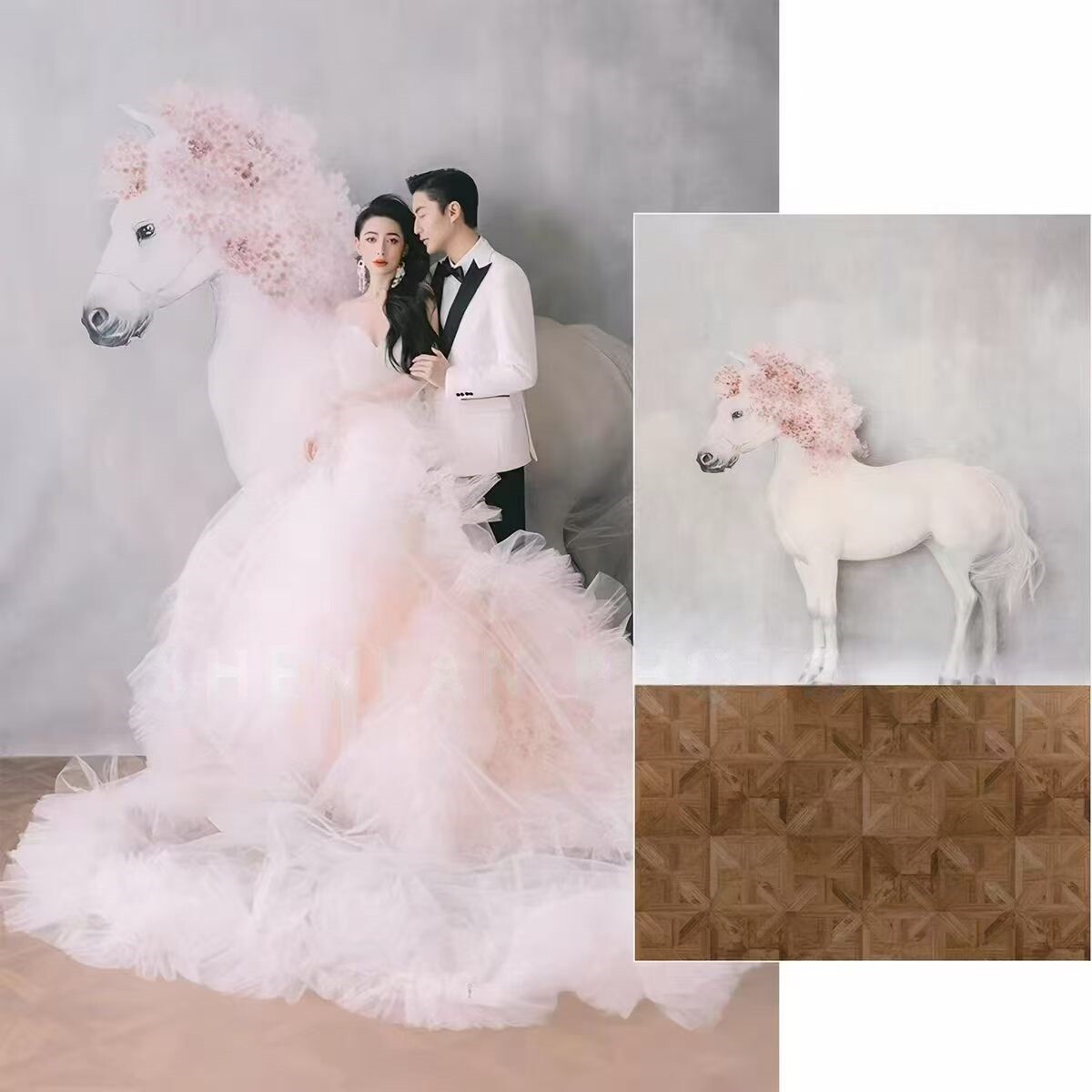 轻奢复古油画肌理婚纱摄影背景布