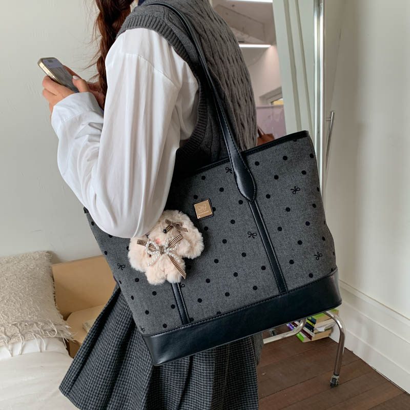 大容量波点包包女秋冬2025新款百搭单肩包休闲质感学生上课托特包