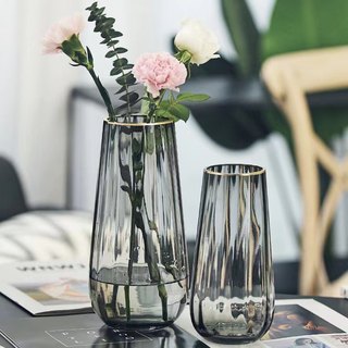北欧简约轻奢创意水养富贵竹插花瓶摆件花瓶餐桌客厅玻璃百合透明