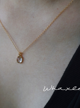 烟雨珑珑 | Whaxle 葡萄石法式轻奢复古清冷感镀18K金项链锁骨链