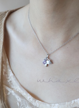 梦蝶 | Whaxle 紫水晶拉丝蝴蝶吊坠轻奢高级感项链锁骨链