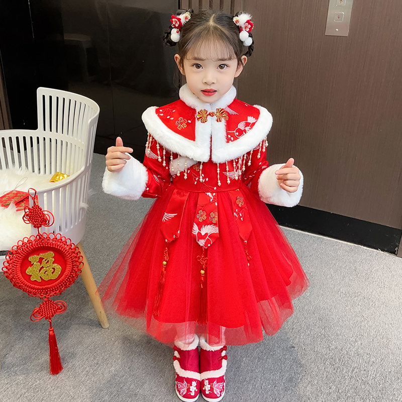 汉服加绒拜年服中国风女童冬
