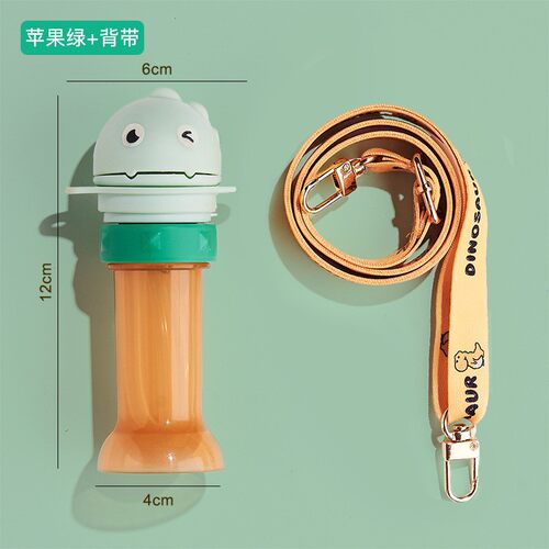 小恐龙转换头喝水转接宝宝防呛水瓶盖矿泉水吸管转换嘴头便携喝水