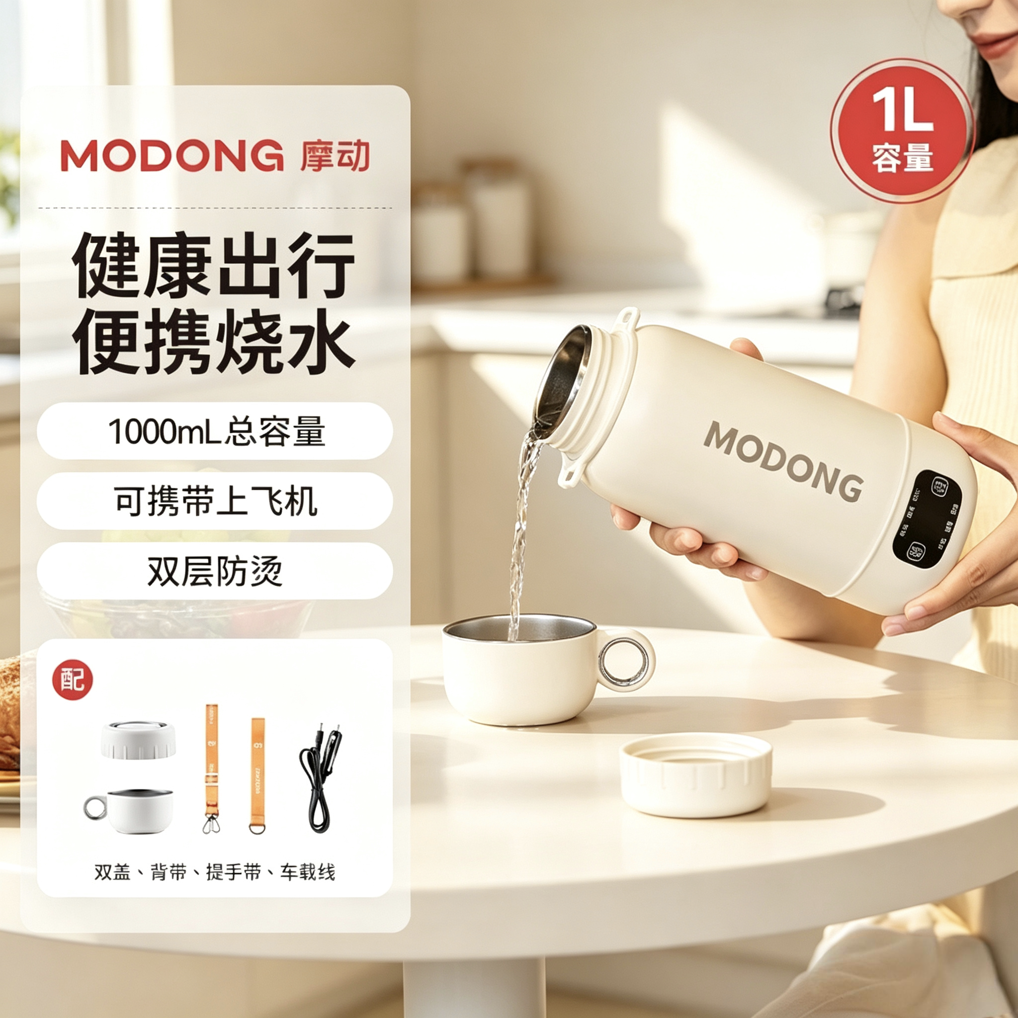 家用车载两用便携烧水杯旅行保温加热水杯户外出国英规欧规热水壶