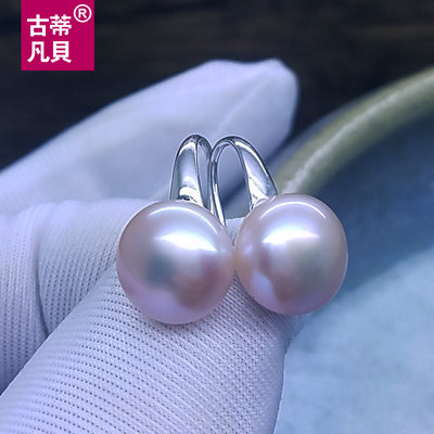 100%天然珍珠耳环纯银高跟鞋强光