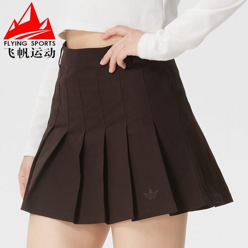 阿迪达斯三叶草短裙202夏季复古学院风百褶裙运动A字半身裙KD5446