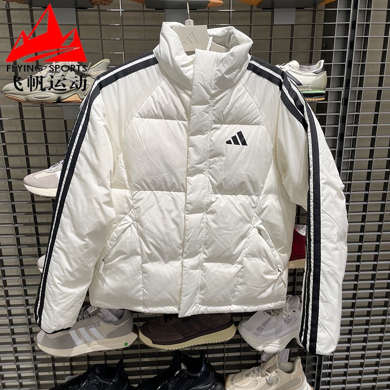 阿迪达斯男装2025冬季拒水防风保暖宽松立领运动休闲羽绒服KC2489
